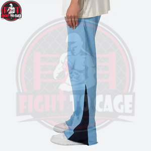 Pantalones Deportivos de Moda, Ligeros y Cómodos, con Logotipo Personalizado, Color Azul Cielo, con Paneles Laterales de Dos Tonos, Estilo Urbano Informal para Hombre - Product Image 3