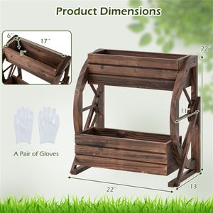 Fioriera Decorativa Verticale a 2 Livelli con Finitura Bruciata e Ruote, con Drenaggio, Ideale per Matrimoni e Hotel - Product Image 4