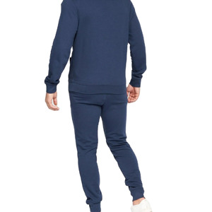 Conjunto Deportivo de Sudadera con Capucha y Pantalones Jogger para Hombre, Color Azul Marino, de Algodón y Felpa, con Bolsillo Tipo Canguro, Puños Acanalados, Cintura Elástica, Corte Ajustado, para Viaje - Product Image 1