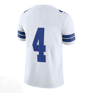 Maillot de football américain blanc pour homme avec numéro 4 bleu, manches courtes, col en V, coupe classique, 100 % polyester respirant - Product Image 6