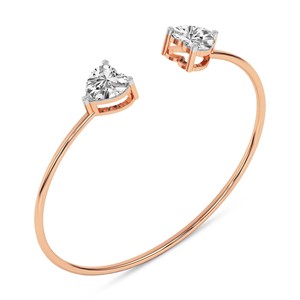 Bracelet jonc flexible en or rose/jaune/blanc 14 carats de luxe avec diamants de laboratoire Amoura en forme de cœur (5 CT.) Tw. Portez des bracelets - Product Image 6
