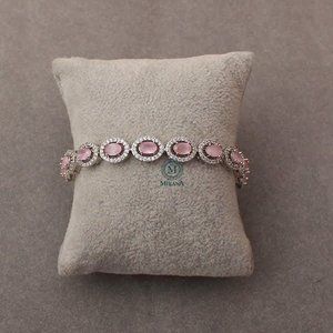 Freya Pastel Pink CZ Designer Crystal Bracelet - Product Image 4