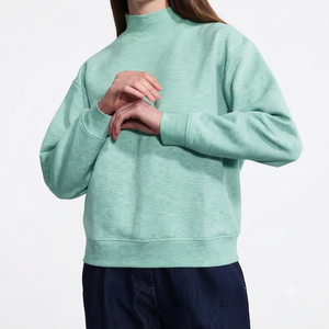 Sudadera Oversize de Uso Diario para Mujer, Cuello Alto, Mezcla de Algodón, Manga Larga, Suave, Informal, Ropa de Moda - Product Image 1