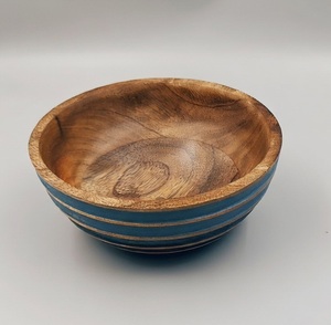 Tazón de madera natural más vendido con diseño impreso en esmalte, decoración para el hogar, tazón de madera para servir ensaladas y postres al mejor precio - Product Image 2