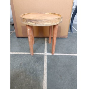 OMKAAR Wdt23-2 Modern Handmade Wooden <b>Coffee</b> <b>Table</b> White Dark Antique Contemporary Taper Four <b>Leg</b> Broad Strong Home Cafe Garden - Product Image 2