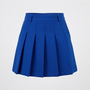 Jupe plissée courte pour femme, couleur unie, taille normale, toutes saisons, style tissé - Product Image 1