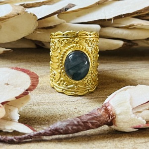 High Demand Brass Labradorite <b>Ring</b> 18k <b>Gold</b> Plated Ornate Vintage <b>Ring</b> Chunky Boho <b>Cocktail</b> Wholesale Statement <b>Ring</b> For Women - Product Image 1