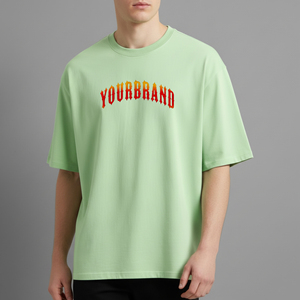 เสื้อยืดโอเวอร์ไซส์แขนสั้นผู้ชายสีเขียวผ้าคอตตอนเจอร์ซีย์ คอกลม พิมพ์ลายตัวอักษร โลโก้ด้านหน้า สินค้าขายดีปี 2026 พร้อมจำหน่ายออนไลน์ - Product Image 1