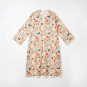 Robe Kaftan à Imprimé Floral pour Femmes, Vente en Gros, OEM ODM, Bordure en Dentelle au Crochet, Col en V, Manches 3/4, Tunique, Fabricant en Gros - Product Image 1