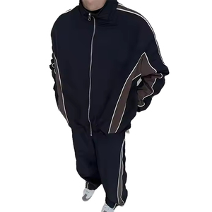 Conjunto Deportivo para Hombre, Color Negro, Cierre Completo, Cuello Alto, Color Sólido, Bolsillos Laterales, Estilo Deportivo, Otoño, Corte Regular, Chaqueta Cortavientos - Product Image 4