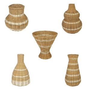 Jarrón Floral de Bambú y Ratán Hecho a Mano, Ecológico, Estilo Art Deco, de Vietrustic Vietnam, para Plantas de Mesa y Decoración del Hogar - Product Image 1