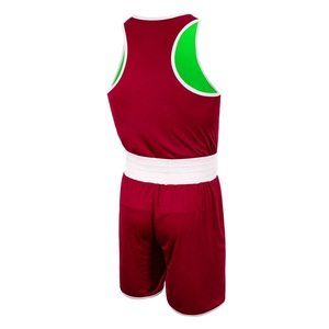 100% Polyester New Fashion Best Quality Wholesale Red <b>Boxing</b> Uniforms Customs Printed <b>Boxing</b> Vest And Short Sets - Product Image 2