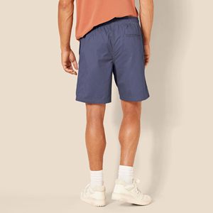 Shorts de sport bleus pour hommes à séchage rapide avec poche arrière zippée, taille élastique, longueur mi-cuisse, couleur unie, tissu tricoté - Product Image 2