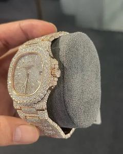 Montre d'affaires en alliage de quartz avec cadran en verre et diamant Moissanite VVS1 en or rose, design intégral, breloque incluse - Product Image 4