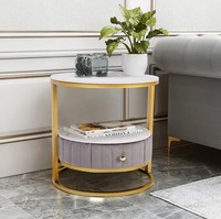 Table d'appoint moderne en acier de luxe pour hôtel, plateau en marbre, table d'appoint plaquée or, salon, bureau, couloir