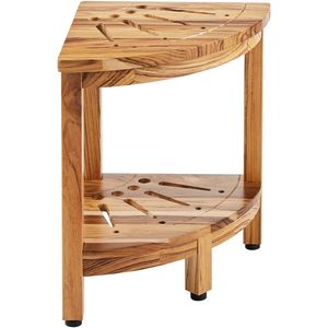 Panca Angolare per Doccia in Teak da 17 Pollici, Raggio 12 Pollici, Sgabello con Ripiano in Legno di Teak 100%, Capacità 300 Libbre, Accessorio Ispirato alla Spiaggia - Product Image 1