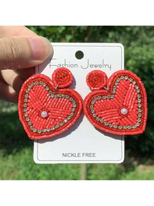 Pendientes de Aro con Cuentas de Cristal en Forma de Corazón Rosa Intenso, Hechos a Mano, Ligeros y Clásicos, para el Día de San Valentín, Marca MULTI CRAFT, 2026 - Product Image 6