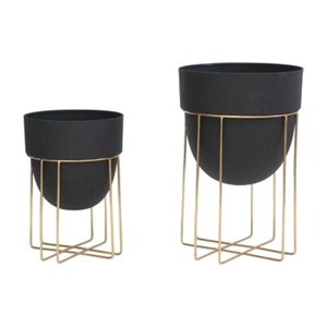 Support de plantes en fil de fer doré, revêtement en poudre, durable, multi-usages, pour extérieur, avec drainage - Product Image 4