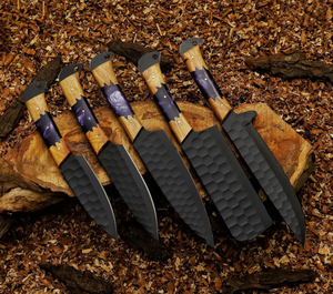 Ensemble de couteaux de chef professionnels en acier inoxydable de haute qualité, lame tranchante, orientation pour droitier, manche en bois personnalisé - Product Image 2