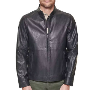 Chaqueta de Cuero de Oveja Estilo Motero Personalizada para Hombre, Chaqueta Bomber Cálida con Cuello Alto, Talla Grande, Chaqueta de Invierno - Product Image 3