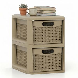 Armadietto portaoggetti in PP intrecciato con 2 cassetti stretti per casa e ufficio - Product Image 1