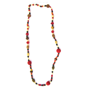 Collar Bohemio de Cuentas de Madera con Cuentas Rojas, Negras y Amarillas, Joyería Unisex para Uso Casual al Mejor Precio al por Mayor - Product Image 1