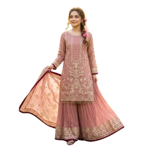 Women's Party Wear Heavy Faux <b>Fur</b> Salwar Kameez Gown Dupatta & Bottom Set Quick Dry All Seasons Diwali - Product Image 1