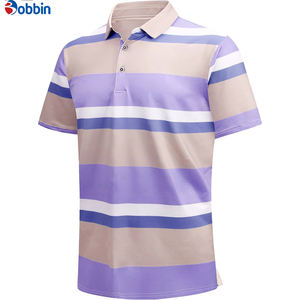 คอลเลคชั่นฤดูร้อน เสื้อโปโลผู้ชายลายทางสุดเทรนดี้ เสื้อโปโลผู้ชายแบบมีกระเป๋าเสื้อผ้าฝ้ายแขนสั้นสำหรับเล่นกอล์ฟ - Product Image 3