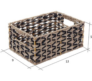 Set of 2 Seagrass <b>Baskets</b> in Black and Natural Color Handmade <b>Storage</b> <b>Basket</b> Wholesale eco-friendly Made in Vietnam - Product Image 2