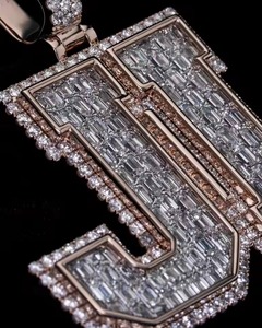 Custom Iced Out VVS Moissanite Name Letter <b>Pendant</b> Two Tone Custom <b>Initial</b> Letter <b>Pendant</b> <b>Silver</b> 925 Gold Plated Hip Hop Jewelry - Product Image 3