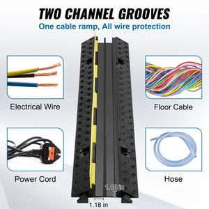 Protector de Cables de 3 Piezas, Rampa de 2 Canales con Capacidad de Carga de 12000 Libras, Cubierta para Cables de Vehículos - Product Image 3