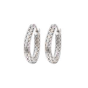 bohemian 925 sterling <b>silver</b> hoop <b>earrings</b> 18x22mm womens lightweight <b>silver</b> plated oval hoops anniversary gift fine jewelry - Product Image 1