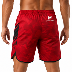 Shorts de Playa Rojos de Secado Rápido Personalizados para Hombre |   Trajes de Baño Sublimados |   Traje de Baño Ligero de Poliéster con Cordón Elástico - Product Image 4