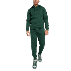 Ensemble de survêtements de sport pour homme, coupe ajustée, qualité supérieure, à capuche, hiver, matière confortable, motif uni, deux pièces - Product Image 1