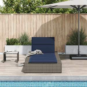 Chaise longue de patio réglable en rotin PE gris avec accoudoirs standard pour se prélasser au soleil - Product Image 3