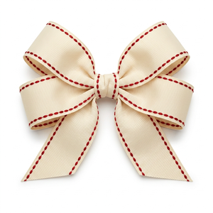 Cinta de Grosgrain de 25mm Color Crema Marfil con Borde Rojo, Suministro Directo del Fabricante al por Mayor, para Boutiques de Novias, Tarjetas de Invitación, Decoración de Eventos - Product Image 3