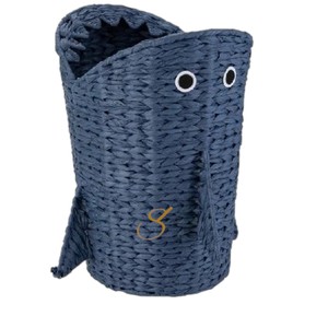 Low Shark Shaped Water Hyacinth <b>Basket</b> Navy Blue Animal Toy Storage Hamper Decorative Nursery <b>Shelf</b> Bin - Product Image 5