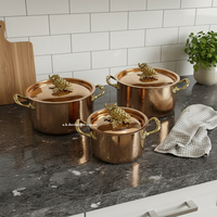Ensemble de casseroles de luxe en acier inoxydable martelé à la main, design européen écologique, poignées en acier inoxydable, qualité gastronomique