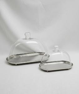 Luxury Silver Plated Double Bowl <b>Cake</b> <b>Stand</b> with <b>Glass</b> Bowls Dessert Serving Tray for Parties & Weddings - Product Image 4