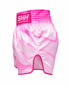 Shorts de Muay Thai personnalisés SHH en satin rose pour hommes, shorts de boxe et de kickboxing, vêtements d'entraînement d'arts martiaux avec logo personnalisé - Product Image 3