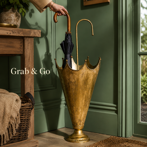 Porte-parapluie décoratif en laiton en forme de couronne, support de parapluie de luxe pour entrée, rangement de cannes, organisateur pour la maison, le bureau ou l'hôtel - Product Image 4