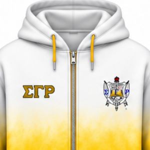 Sudadera con Capucha Tie-Dye para Mujer Sigma Gamma Rho, Blanca y Dorada, Oversize, con Letras Griegas, Sudadera de Sororidad, Moda Casual Personalizada - Product Image 4