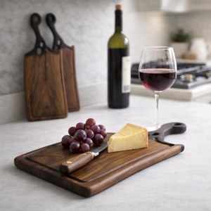 Planche à découper en bois de noyer avec une poignée unique en bois de cerf sculpté à la main, grain naturel riche, idéale pour couper les légumes - Product Image 6