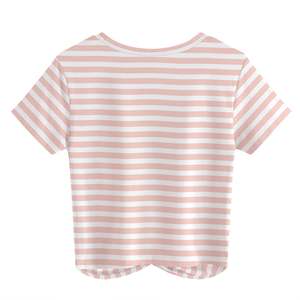 Custom Embroidery Ruffle Cotton and Spandex Knitted Summer Rolled Short Sleeve Solid Classic Stacked Design Loose Y2K Crop <b>Tops</b> - Product Image 6