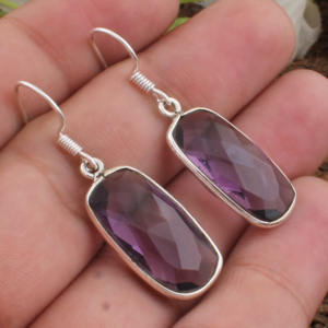 Pendientes de Cuarzo Amatista, Plata de Ley 925, Joyería Fina Hecha a Mano para Mujer, Regalo de Aniversario, Venta al por Mayor - Product Image 5
