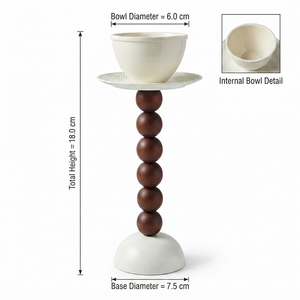 Supports de brûleurs d'encens hauts en bois et métal avec bols métalliques, décoratifs et élégants pour salon moderne - Product Image 6