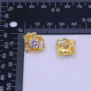 ต่างหูทรงหยดน้ำประดับเพชร CZ เงินแท้ 925 ชุบทอง 14K ดีไซน์เรขาคณิต เครื่องประดับสำหรับผู้หญิง - Product Image 3