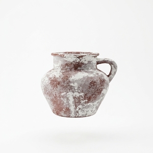 Vase Pichet Rustique Marron et Blanc en Terre Cuite Ensa, Jug en Céramique Faite à la Main, Vase Décoratif avec Poignée pour Table, Vente en Gros - Product Image 1