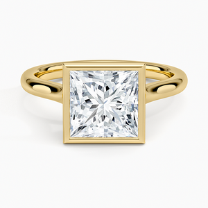 Bague de fiançailles en moissanite taille princesse 2 carats avec bande torsadée, bague solitaire de mariée - Product Image 1
