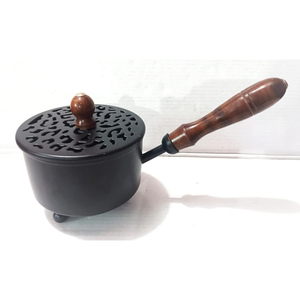 Luxury Black Metal Burner with Wooden Handle Eco-Friendly Anti-Odour Incense Holder for Sandalwood & Charcoal - Product Image 6